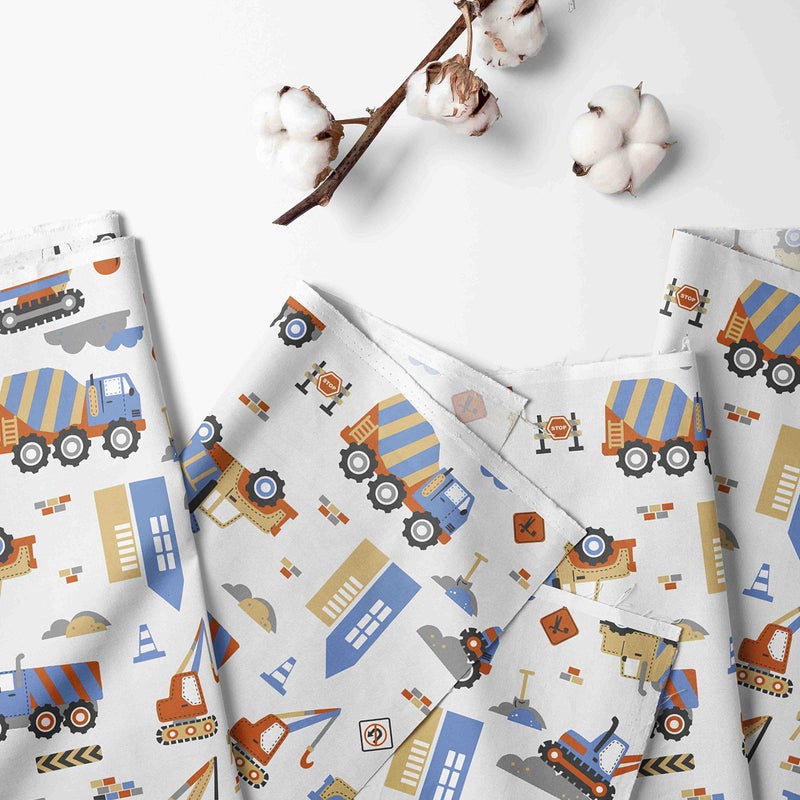 Bacati Crib Fitted Sheet - Construction Multicolor - Silky Soft Breathable 100% Cotton Percale Baby Sheets - Fits Standard 28 x 52 X 5 inches Crib & Toddler Mattresses - Image 2